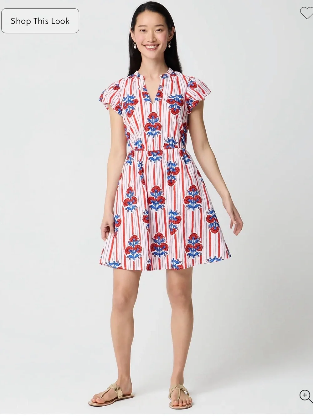 J. Crew Willa Red, Blue & White Floral-Stripe Mini Dress
